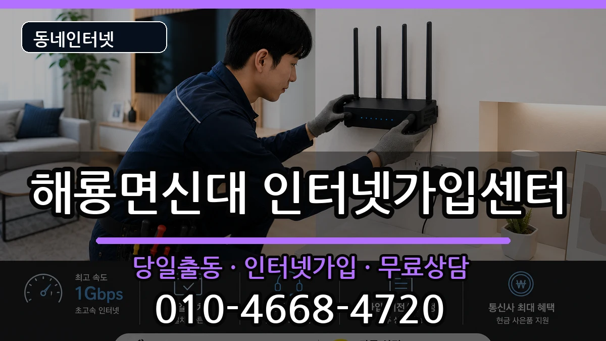 전라남도순천시해룡면신대 인터넷설치 전라남도순천시해룡면신대 인터넷설치 설치정보 처리 안내 이미지 1